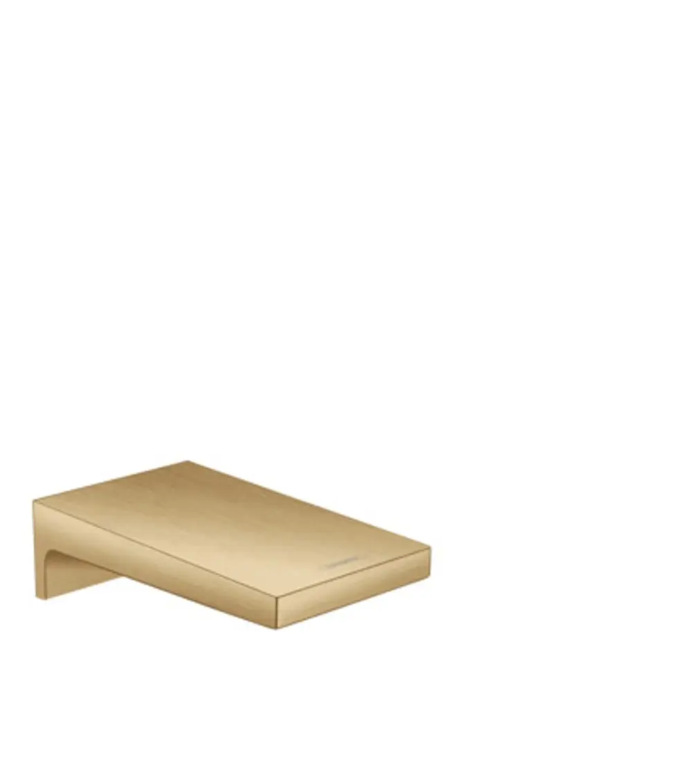Wannenabfluss von Hansgrohe in gebürstetem Bronze-Finish. Flacher, rechteckiger Körper mit einer seitlichen Befestigung. Schlichtes Design für die Badinstallation.